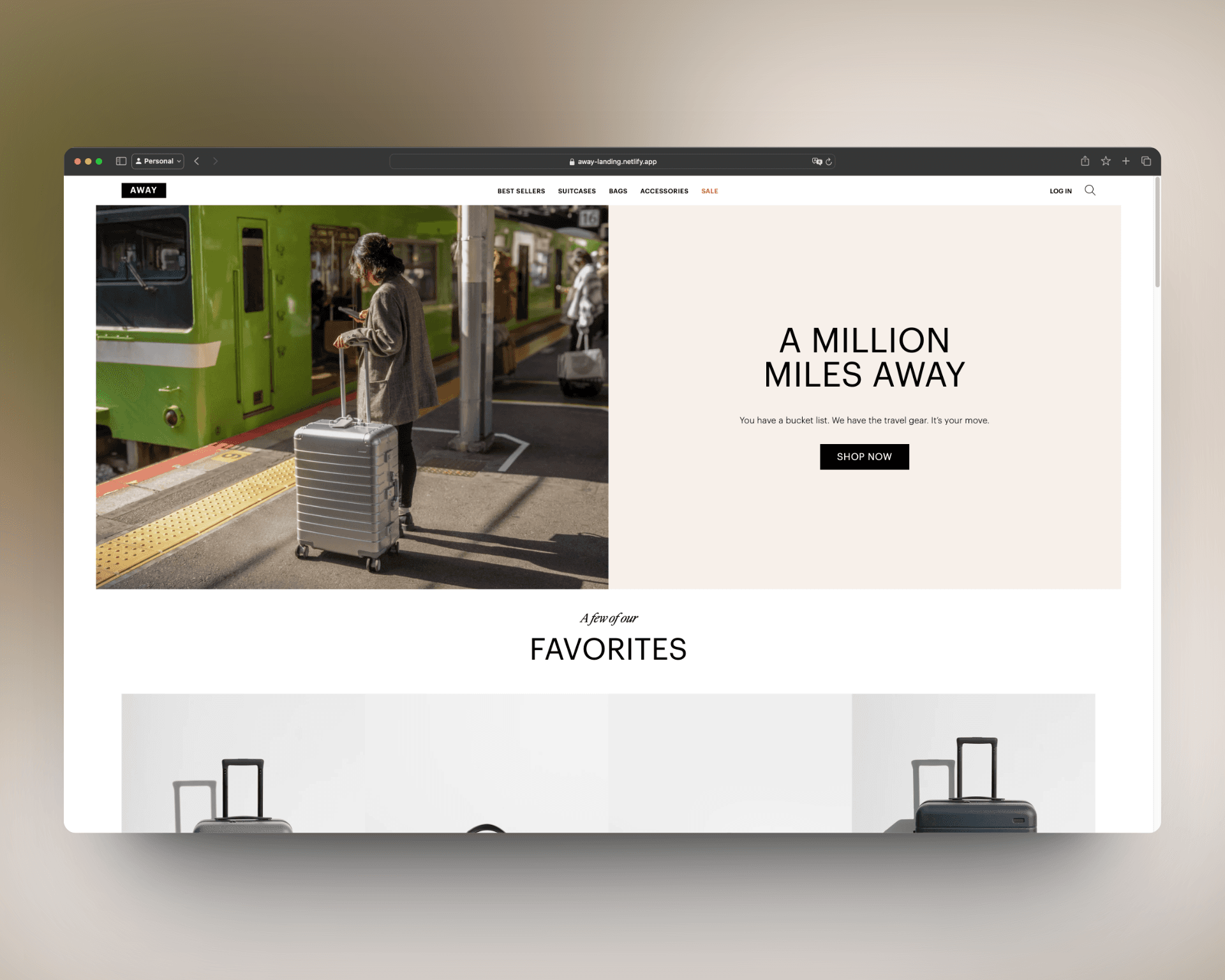 Away landing page